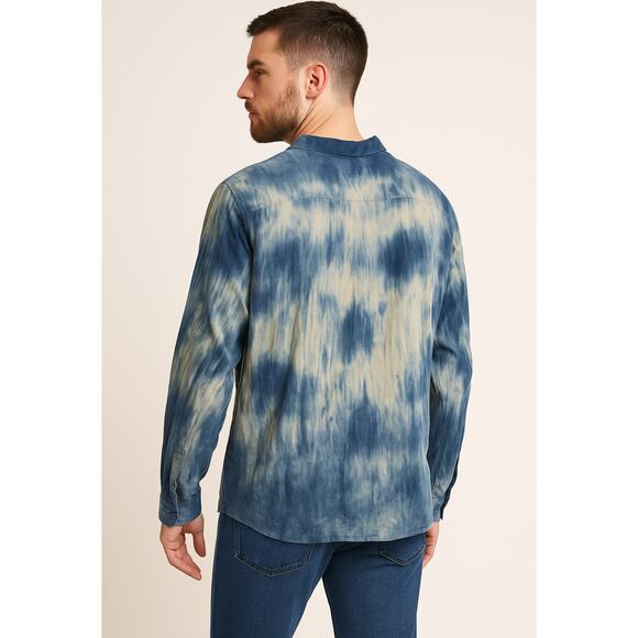 IZ-IT-U USA Blue Tie Dye Pullover Top 100% Cotton Men’s Size S Made in USA - Picture 7 of 12